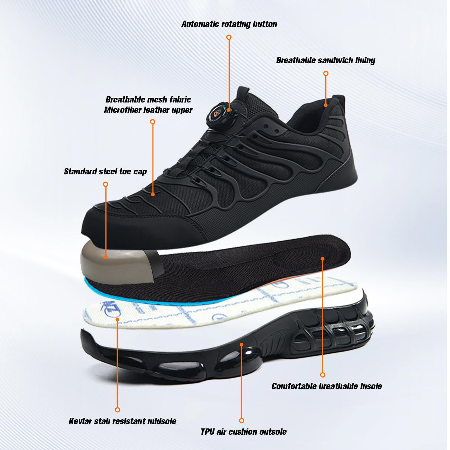 Men’s Safety Work Sneakers – Lightweight Steel Toe, Anti-Slip Sole & All-Day Comfort for Jobsite & Outdoor Training