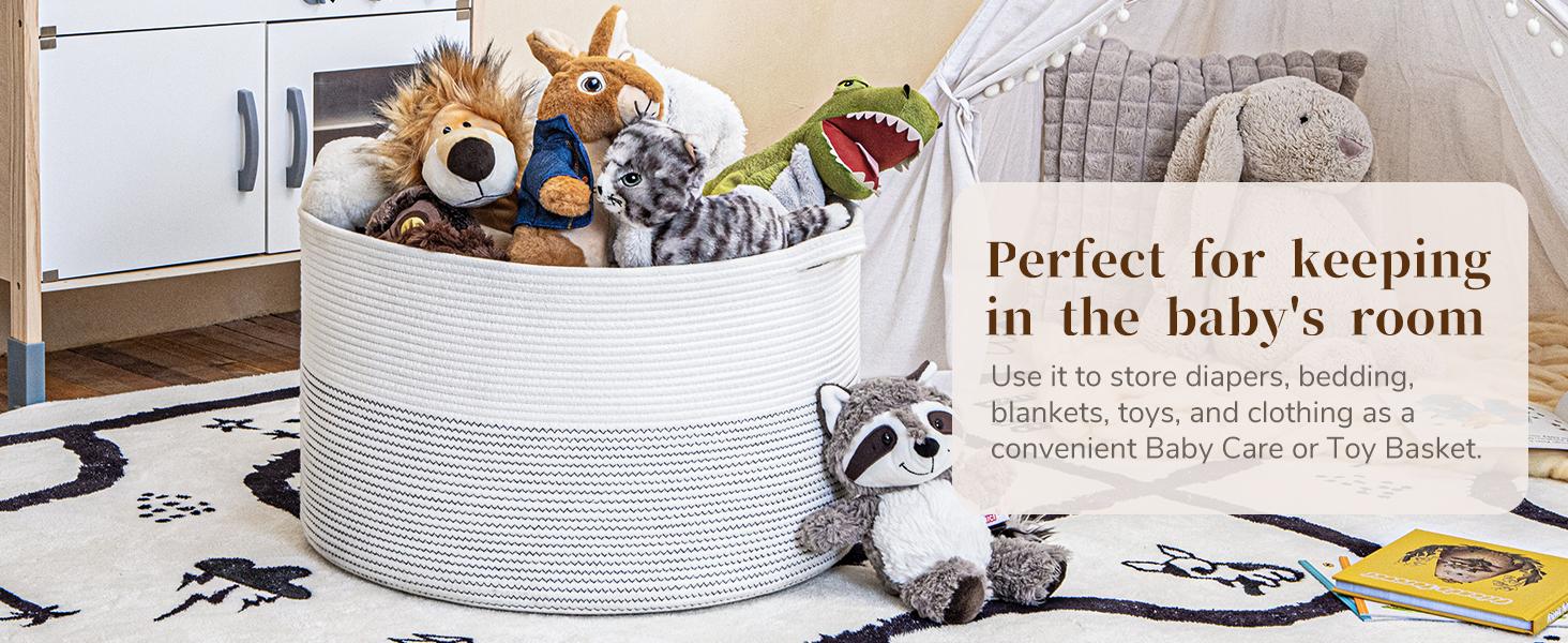 XXXLarge Cotton Rope Basket Woven Laundry Baskets Blanket Baskets Basket with Handle Comforter Cushions Storage Bin Thread Laundry Hamper - 21.7" x 21.7" x 13.8" :