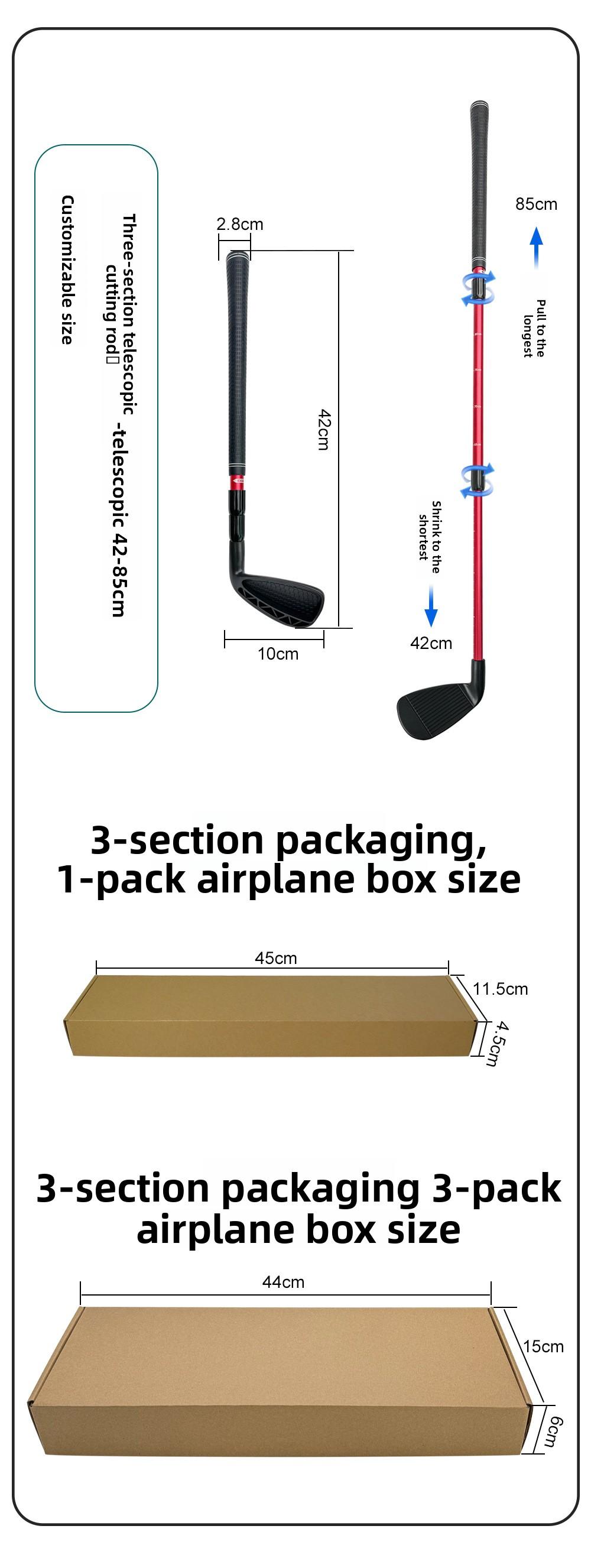 Outdoor Golf Three-Section Telescopic Chipping Club Extendable Practice Club for Indoor & Outdoor Use