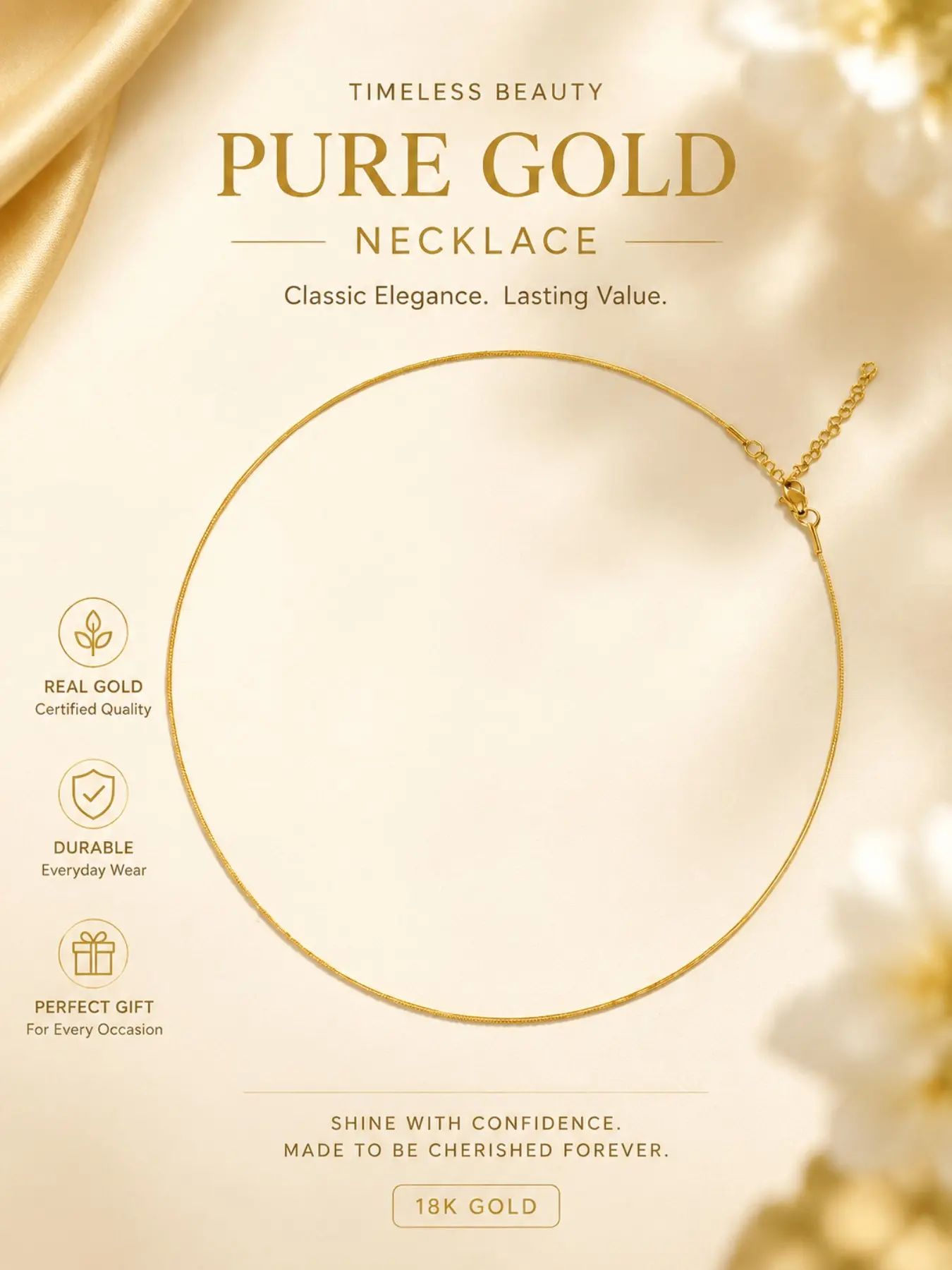 18k Snake Chain Necklace, Dainty Herringbone Choker for Women, Adjustable Everyday Layering Jewelry, Elegant Fashion Accessory