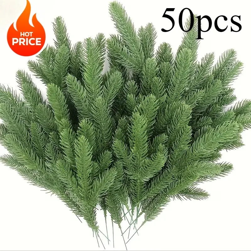 Realistic Pine Branches, Flexible Natural Look, Artificial Simulation Plant, Decorative, Ideal for Weddings, Bedrooms, Living Rooms, Christmas Tree Decor, Winter Indoor Decoration
