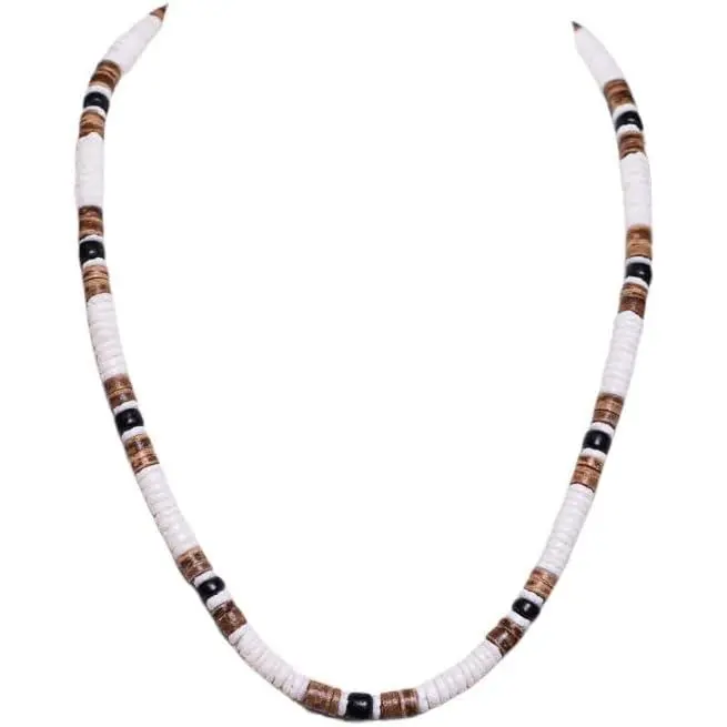 Puka & Coconut Shell Beads Necklace (18")