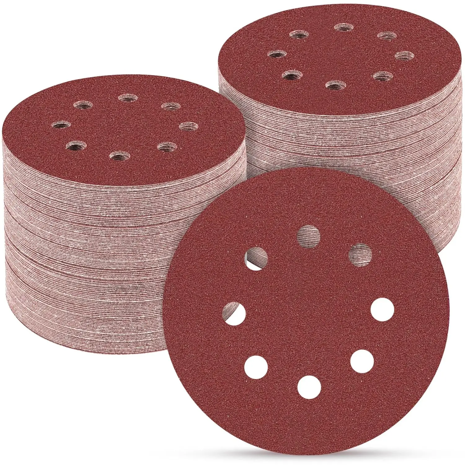 5-inch Sanding Discs, Round Hook and Loop Abrasive Sandpaper, Suitable for Random Orbital Sanders. Grit Assortment: 60#, 80#, 120#, 150#, 240#, 320#, 400# and 600#