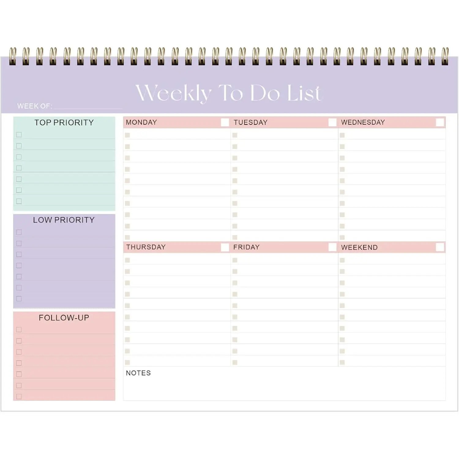 Weekly  Notepad, Undated Planner with 52 Sheets (6.5''x8.9''), Desk Weekly Planner for Women & Man,  School & Work