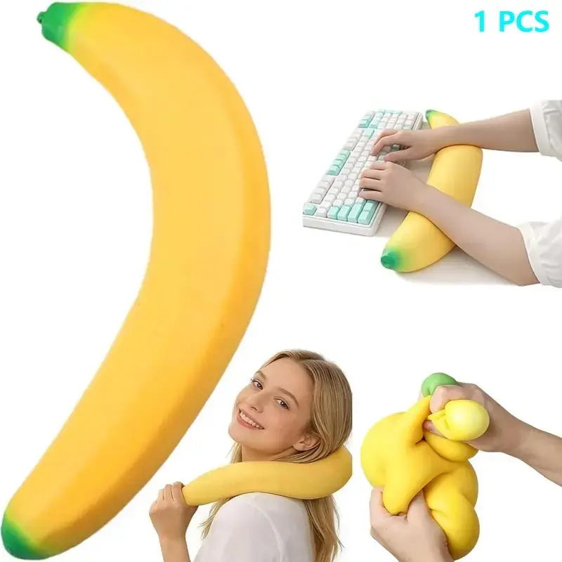 18in Giant Banana Stress Relief Toy, Soft Plush Sensory Fidget Ball, Slow Rebound Compression Toy, Soft Sensory Squishies, Perfect Gift for Relaxation