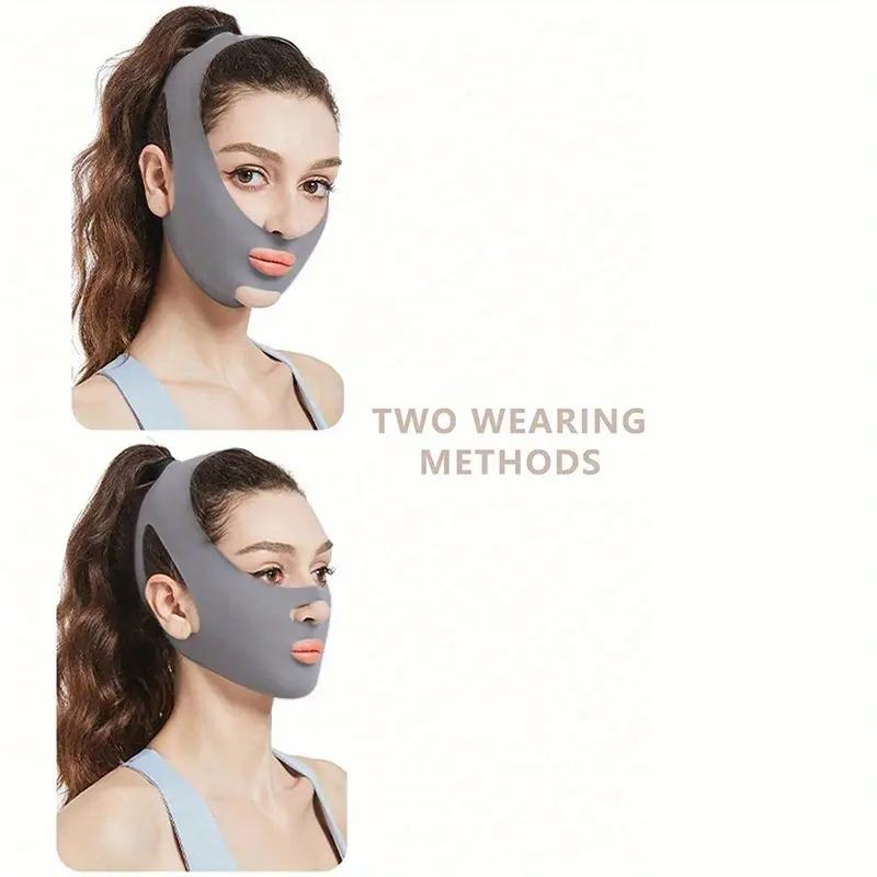 Adjustable Facial Training Band |   Sleep Mask, Gray and Pink V-Shaped Bandages for Lifting and Tightening, Non-Seamless Design for Relaxation and Sleep, Suitable for Watching TV, Exercising, or Playing |   Comfortable Wear