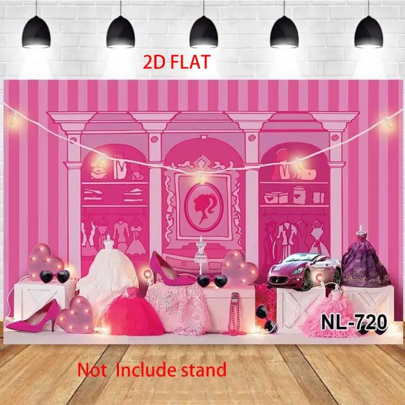 Photography Background Pink Balloons High Heels Sports Car Dreamy Scene Girl's Birthday Party Photo Studio Backdrop Party Decorations Banners Party Decoration Supplies Photo Backdrops Backdrops For Photoshoot Photoshoot Backdrop