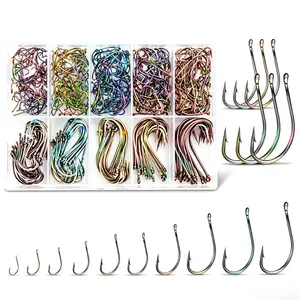500PCS High Carbon Steel Circle Hooks, Multi-Size Octopus Hooks for Saltwater Freshwater Bass Catfish