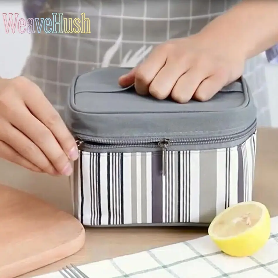 Oxford‑Fabric Insulated Bento Lunch Tote Bag, Dual‑Use Thermal‑Cooler Portable Food Carrier, Reusable Ice‑Lined Pouch for Back‑to‑School Daily Meals, Outdoor Picnic & Camping