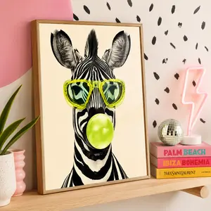 Cool Zebra  Aesthetic Wall Art Poster Waterproof Self-Adhesive Wall Poster HD Peel and Stick Wall Art Decor for Bedroom Living Room Office Bar Multiple Sizes