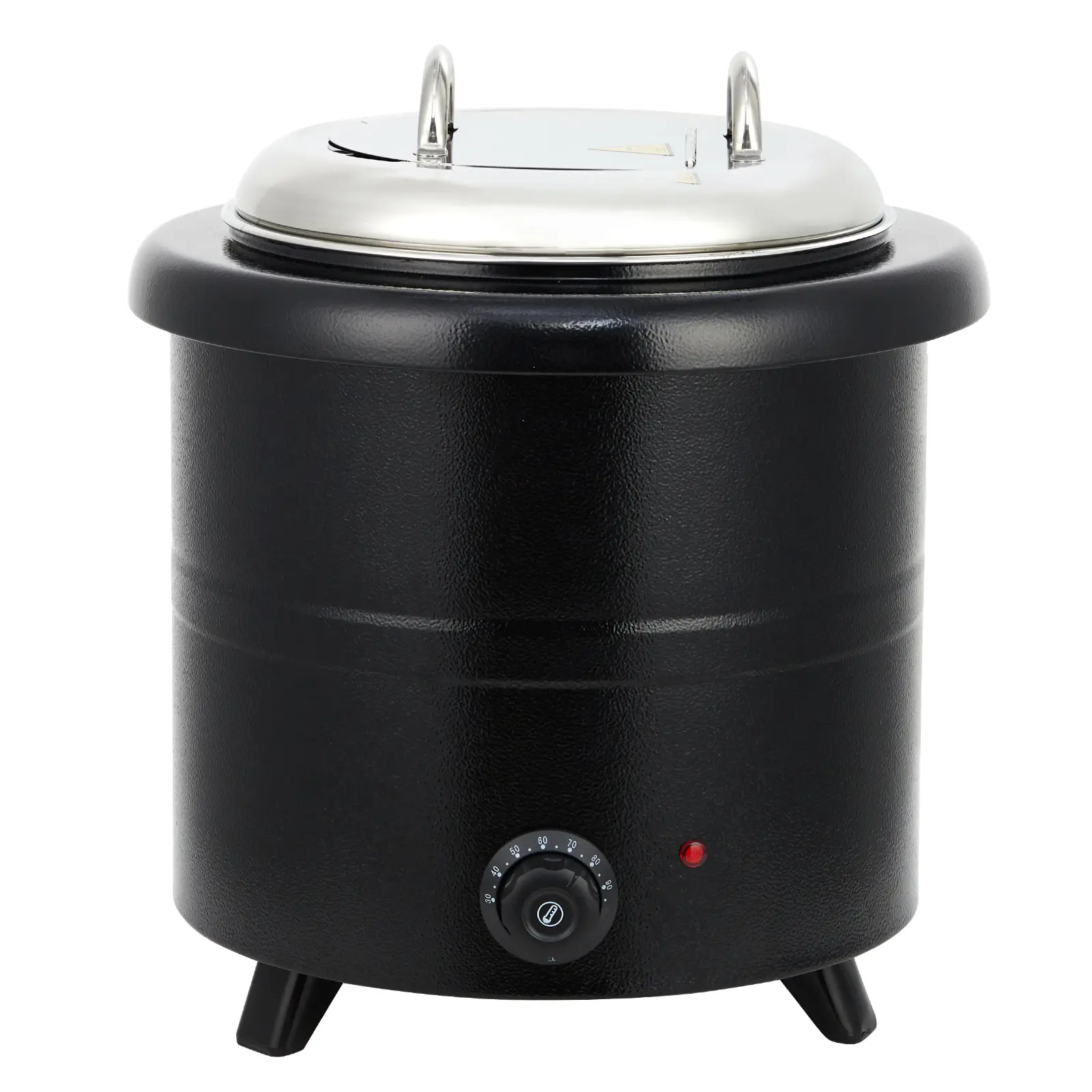 13-Litre Electric Soup Kettle, Black Iron, Straight Cylinder with Small Lid
