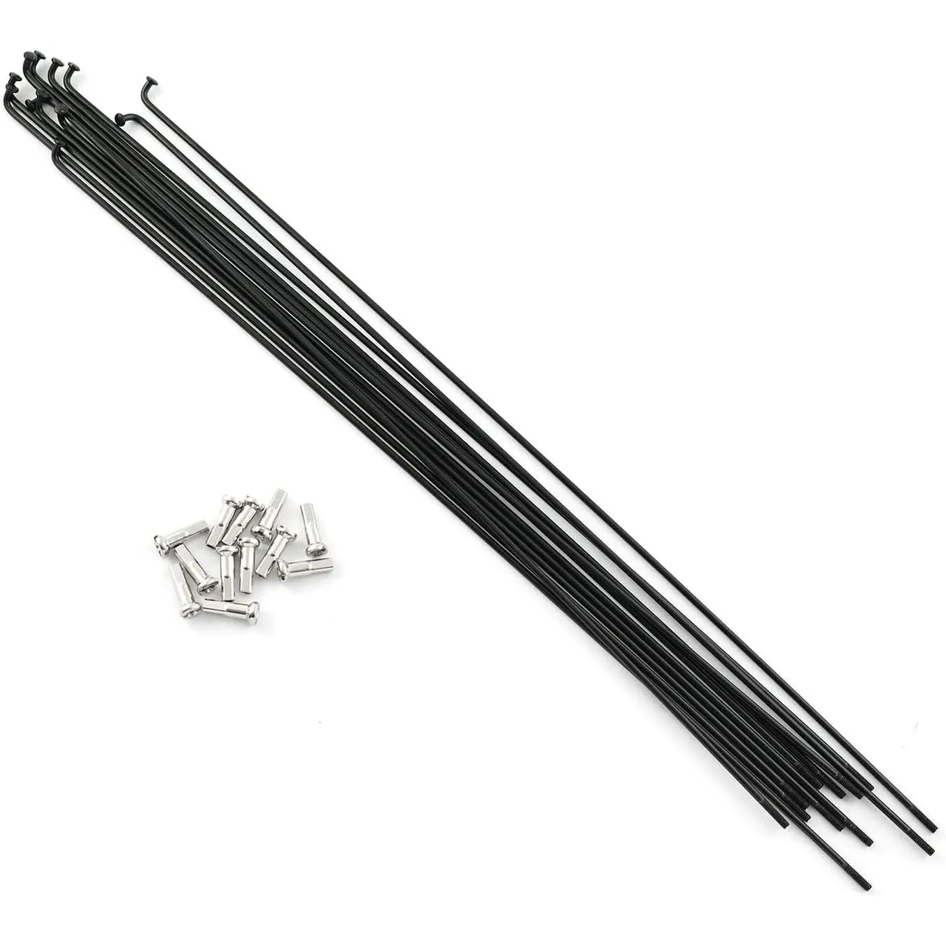 12pcs 14G 290mm Black Stainless Steel Bike Spokes with 12mm Nipples for Mountain and Road Bike