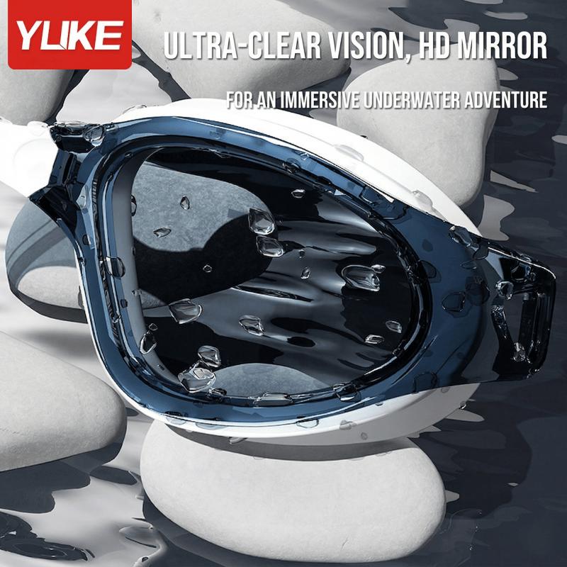 YUKE Swim Goggles and Silicone Cap Set HD Anti-Fog Lenses with Attached Earplugs Leak Proof Summer Pool Essential