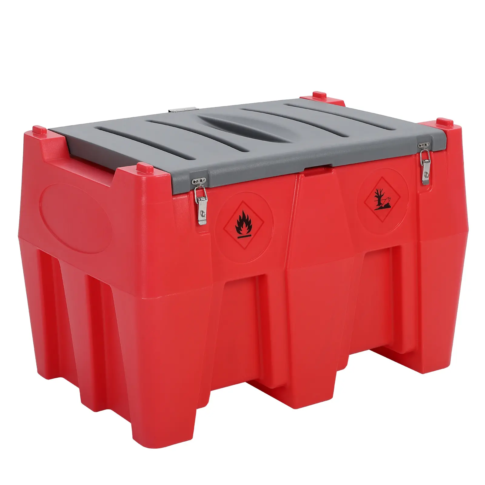 Portable Gas Can with Siphon Pump, 14 Gallon No-Spill Fuel Tank with Wheels, UV-Resistant Diesel Caddy for Cars Boats