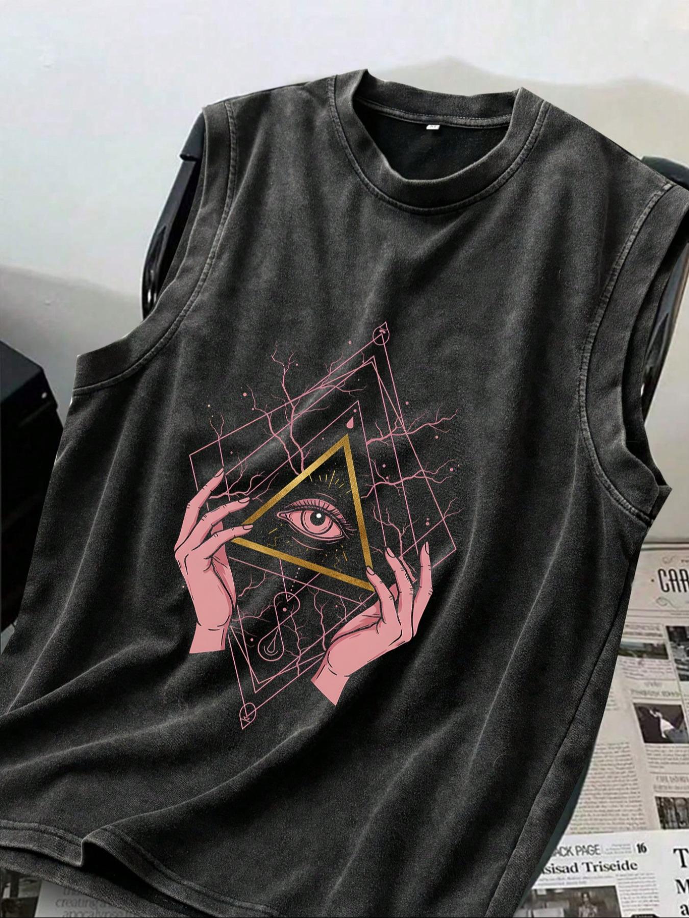 Men's Cotton Vintage Distressed Sleeveless T-Shirt, Casual Round Neck Fashion Top for Summer Wear, Trendy Stylish for Men