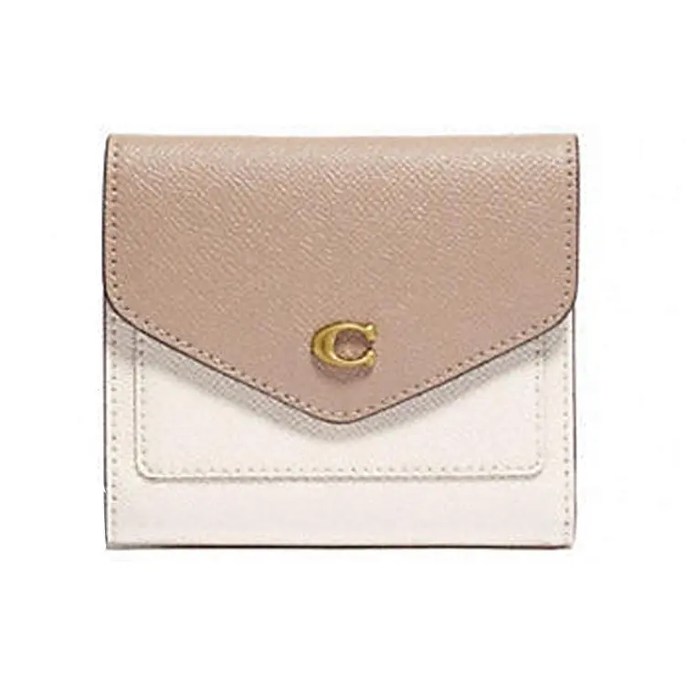 Coach Wyn 11 Zip Wallet for Women – Mini Leather Purse in Chalk Taupe