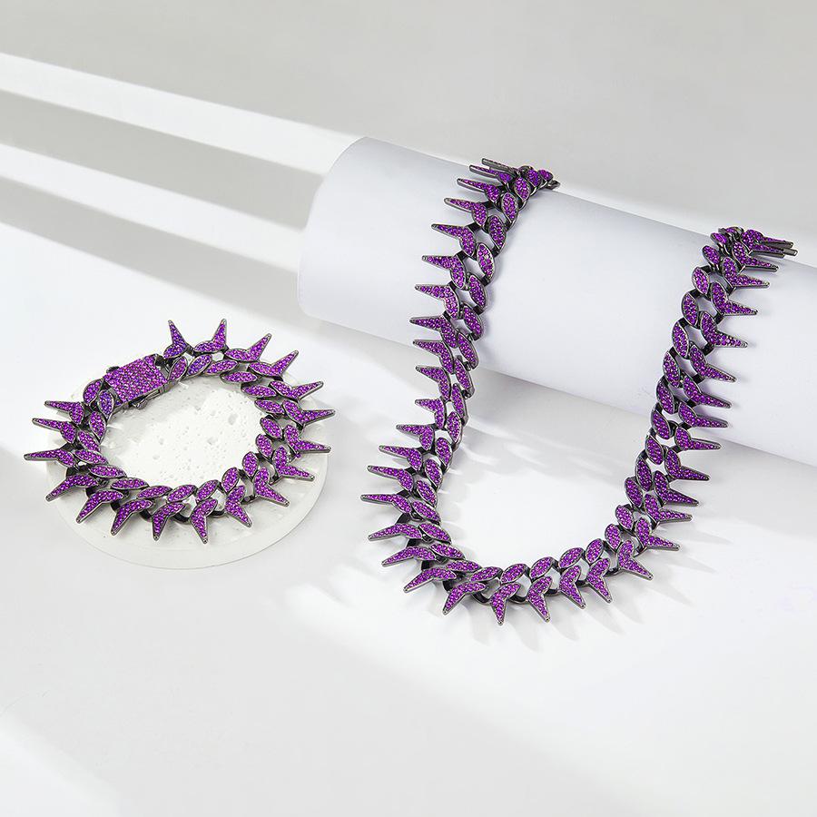 Best-selling black and purple blade chain bracelet, street style exaggerated personality necklace, bar disco hip-hop blade chain