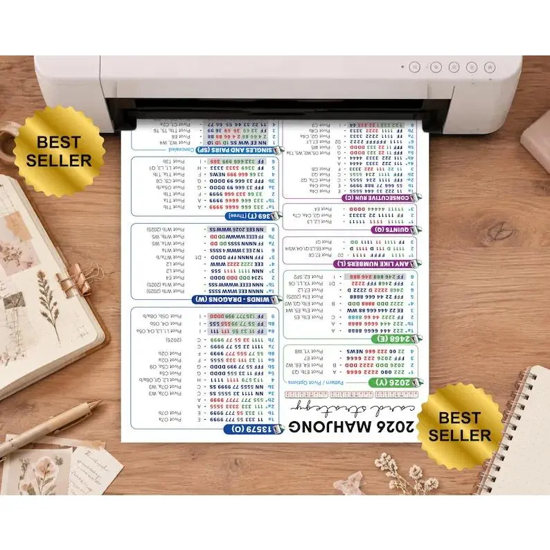 2026 American Mahjong Strategy Guide - All Possible Hands Tips, Quick Lookup Cheat Sheet, Printable Digital PDF Download for Board Game Enthusiasts