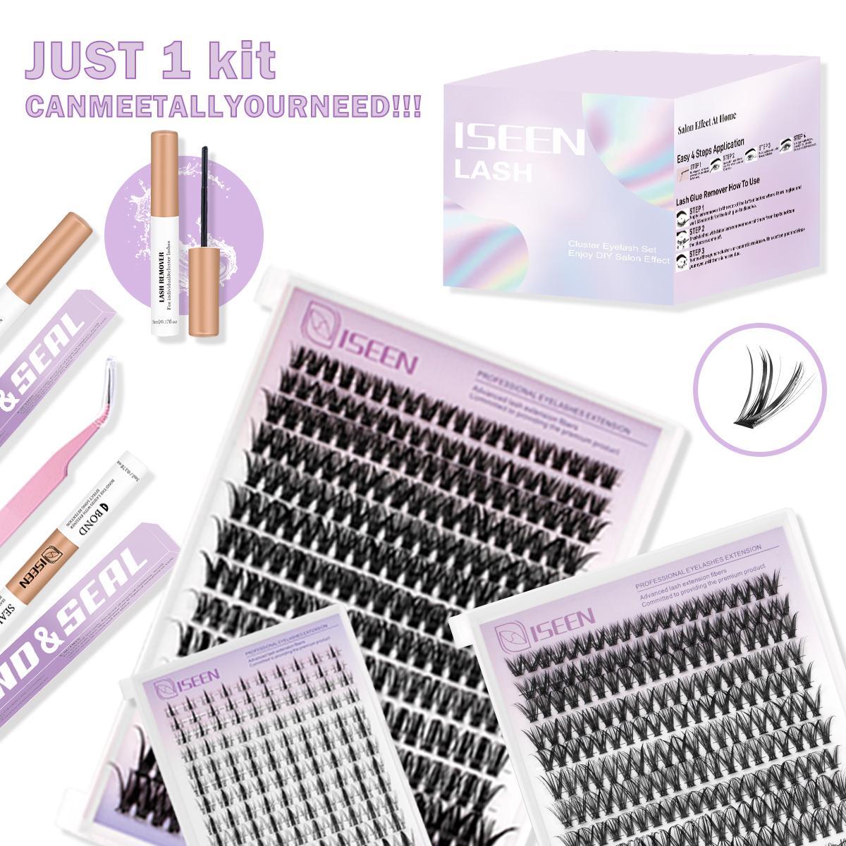 Professional Fake Lashes Makeup Set, 74pcs/set Natural Fluffy False Eyelashes & Lash Glue & Lash Remover & & Powder Puff & Wristband & Headband, Cosmetic, Eyelash Extensions Kit