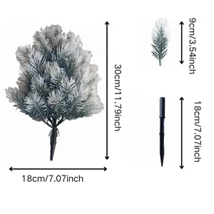 30cm Artificial Snowy Pine Needle Branch with Ground Stake, Faux Cedar Spray for Outdoor Garden, Christmas Tree, Yard & Patio Decoration, Vase Not Included