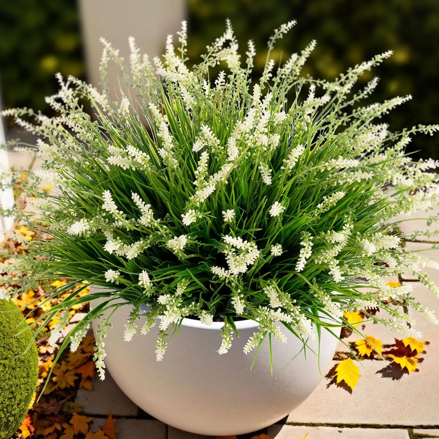 12 Bundles Plastic Artificial Monkey Grass Shrubs, UV-Resistant No-Fade Realistic Greenery for Outdoor Porch, Home Decor Courtyard