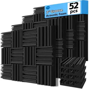 Thick Acoustic  Panels, 12 X 12 X 2 Inch 52 count Broadband Sound Absorbing , Dense Soundproof Padding Tile, Recording Studio  Absorber,  Decorative  Wall Ceiling Panel