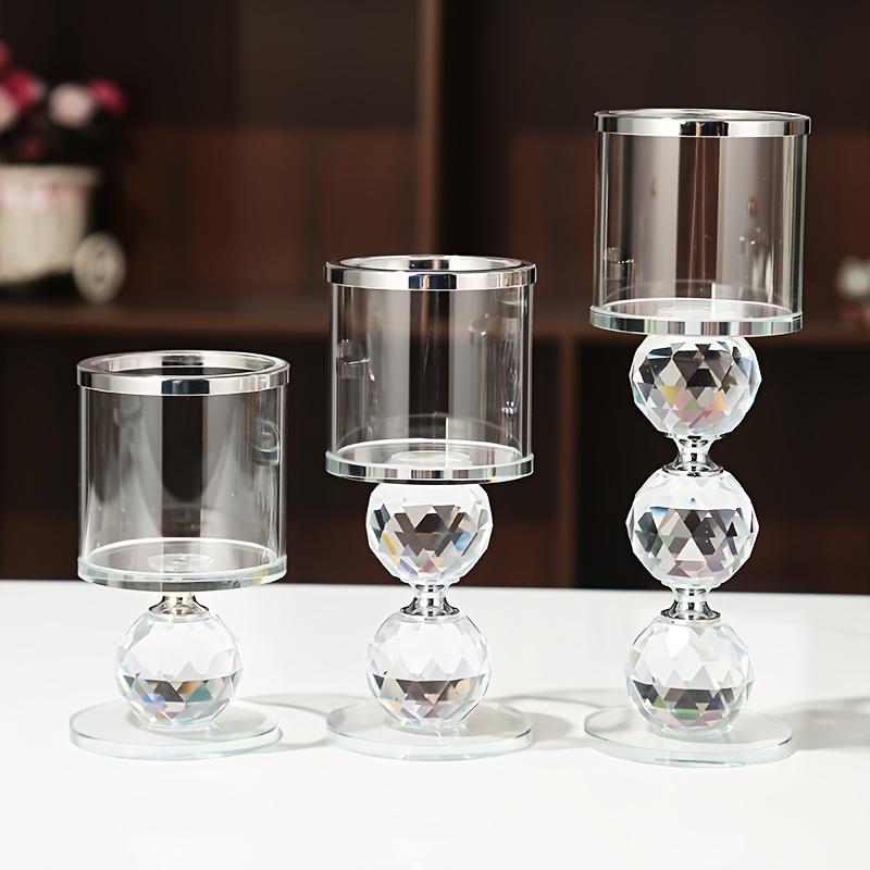 Crystal Candlestick Three-Piece Set-Polished Romantic Theme Table Decoration, Suitable for Dinner, Anniversary, Birthday and Holiday Celebration-Luxury American Candlelight Center Decoration, Suitable for Family and Dining Table