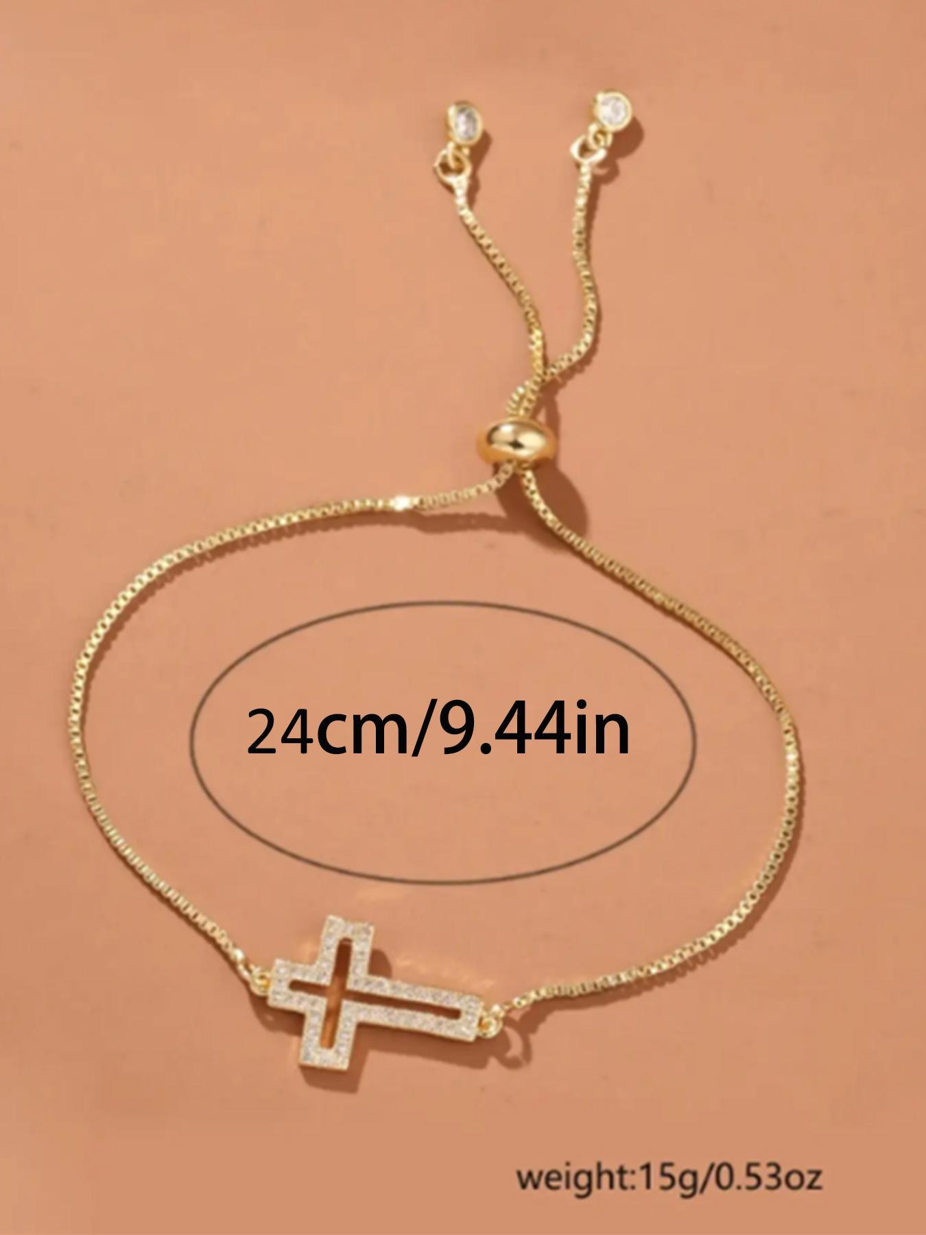 Rhinestone Cross Charm Bracelet, Exquisite Trendy Bracelet, 1 Piece Fashionable Matching Bracelet Jewelry for Women & Men for Party, Daily Clothing Decor
