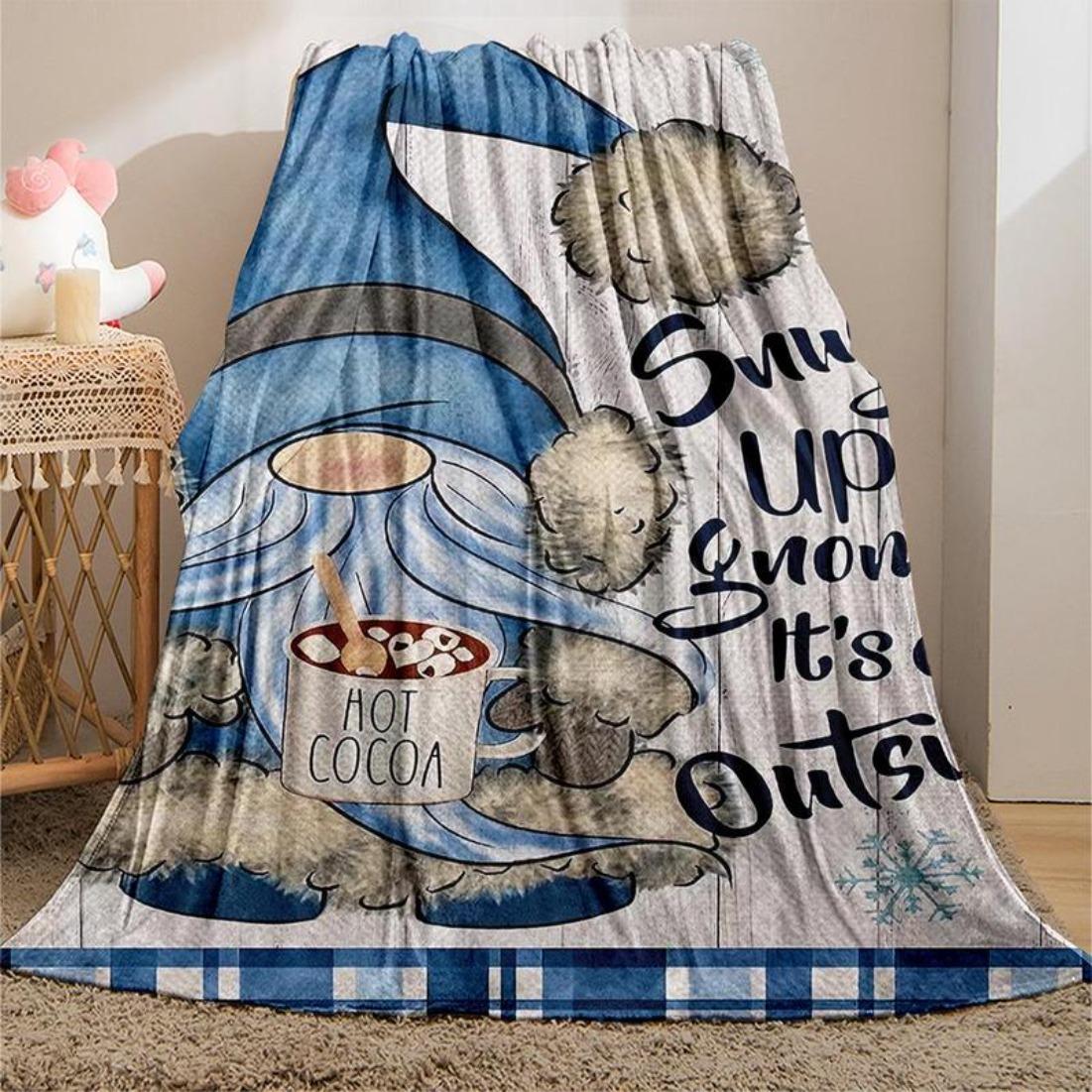 Christmas Gnome Pattern Blanket, 1 Count Soft and Comfortable Air-conditioned Room Flannel Throw, Warm Nap Blanket for Home & Office "Halloween gift Dream Weave Home "
