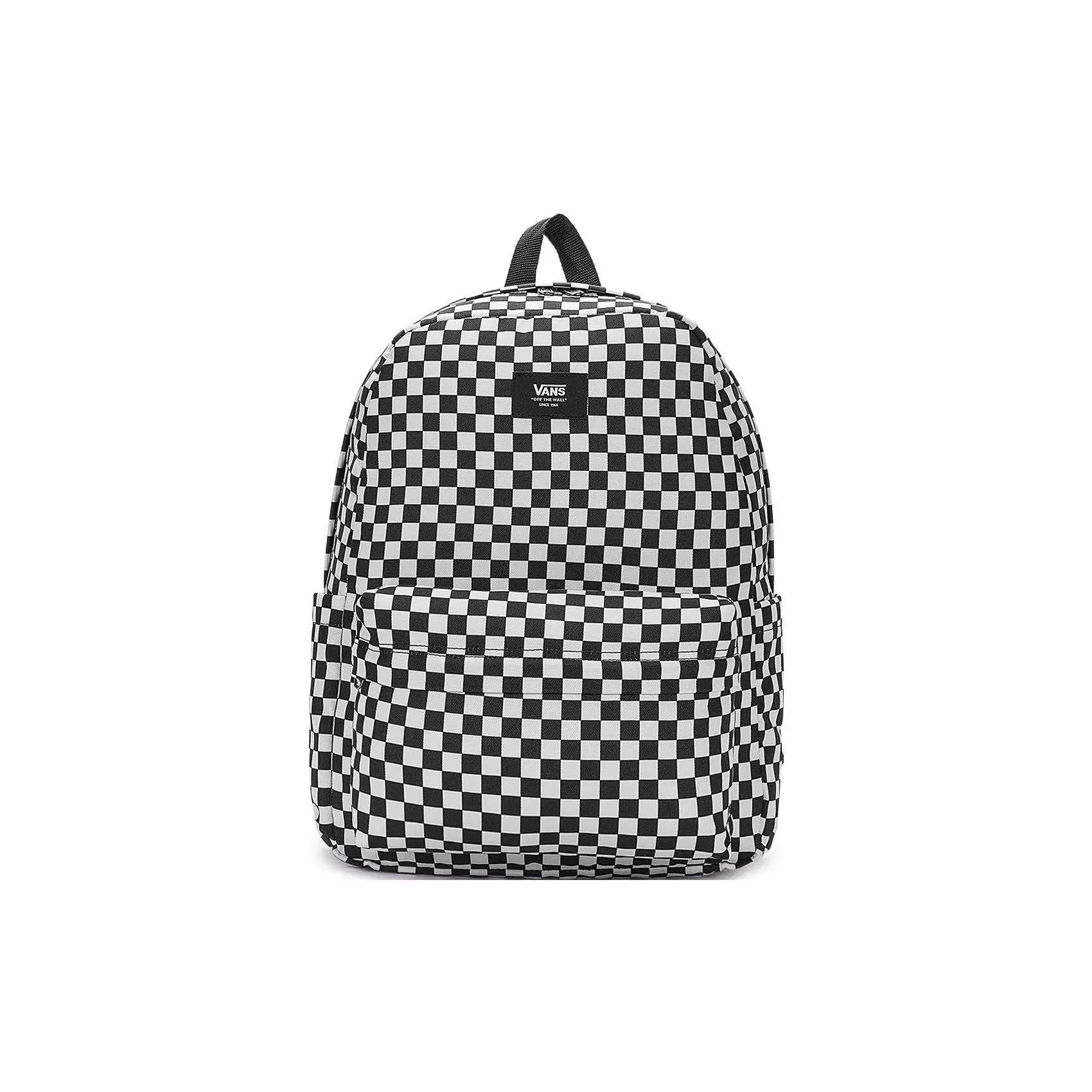 Vans Checkerboard Print Polyester Backpack for Men and Women – Unisex Fashionable Black School Bag