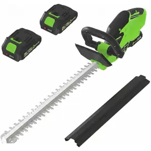 Garvee wireless Hedge Trimmer, 22.4-Inch Anti-Rust Steel Blade, 20V Brushless Motor, 2 x 2.0Ah Batteries, 3000RPM, 180° Rotatable Head, Dual Safety Lock, Lightweight, for Thick Hedges, Shrubs, Lawns