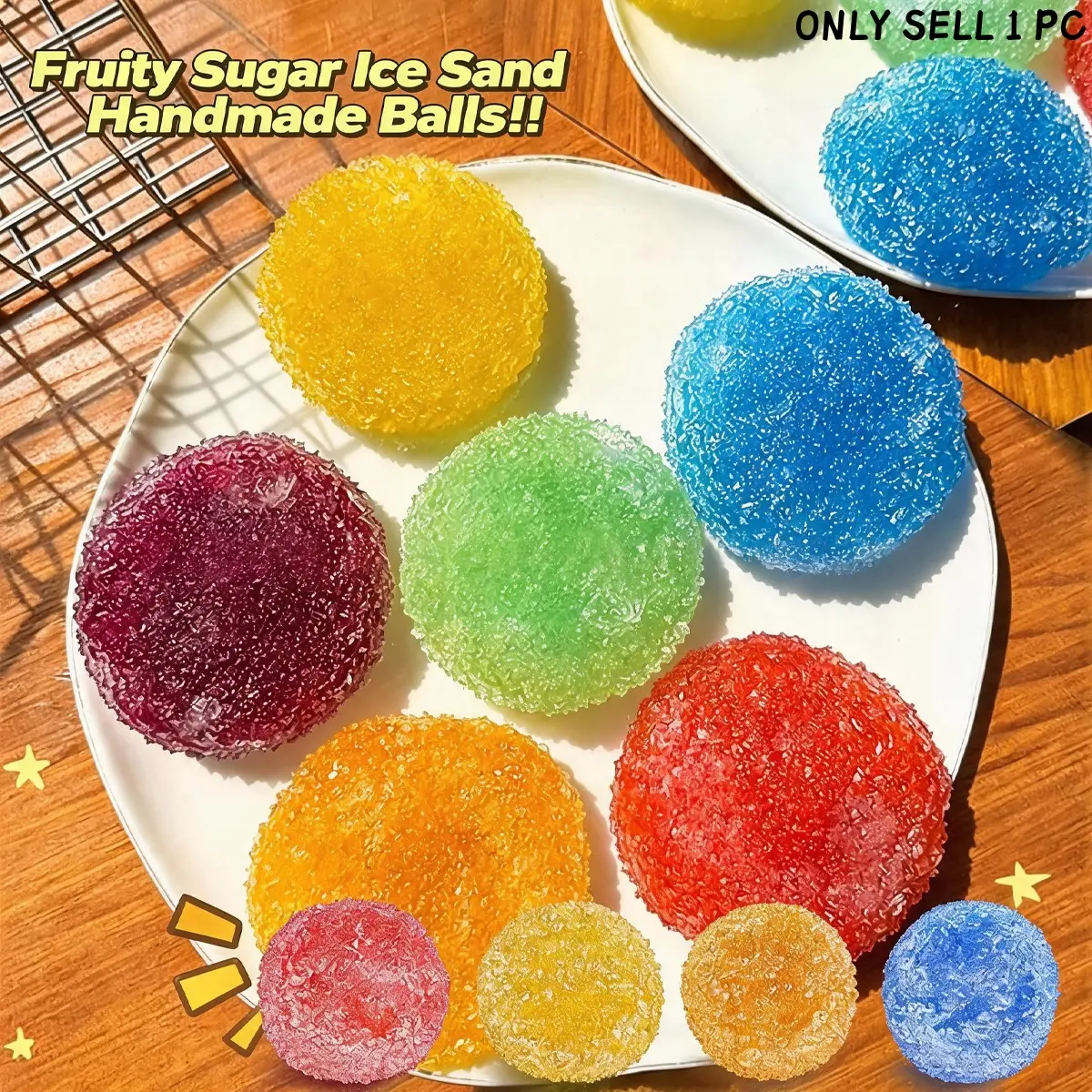 Crunchy Slushy Squishy Ball, Ice Skin Stress Relief Fidget Toy, Soft Sensory Squishies for Anxiety, Cute Handmade Squeeze Toy