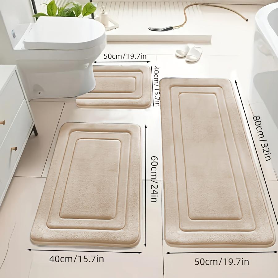 3-Pack Ultra Absorbent Bath Mats | Non-Slip Bathroom Rugs, Soft and Comfortable Polyester, Rectangle Shape, Machine Made, Universal Holiday Use