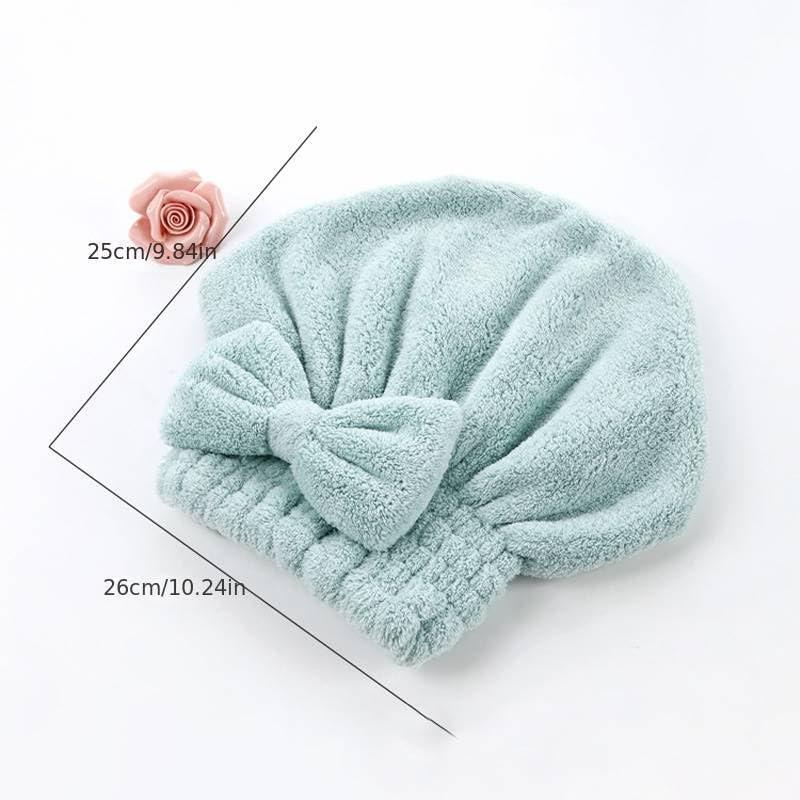 4/2 Pack Bow Hair Drying Cap – Soft Absorbent Reusable Hair Towel Wrap for Women & Girls, Solid Color Bathroom Essential