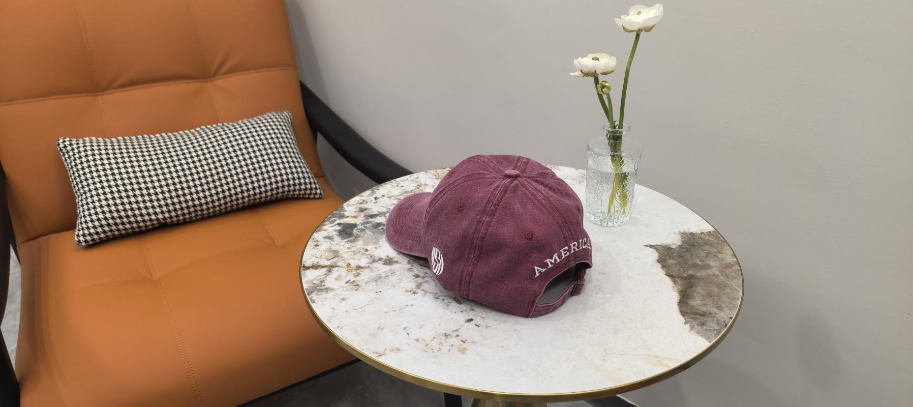 Baseball cap with American flag, pure cotton, letter embroidery, washed and distressed, curved brim, trendy new product