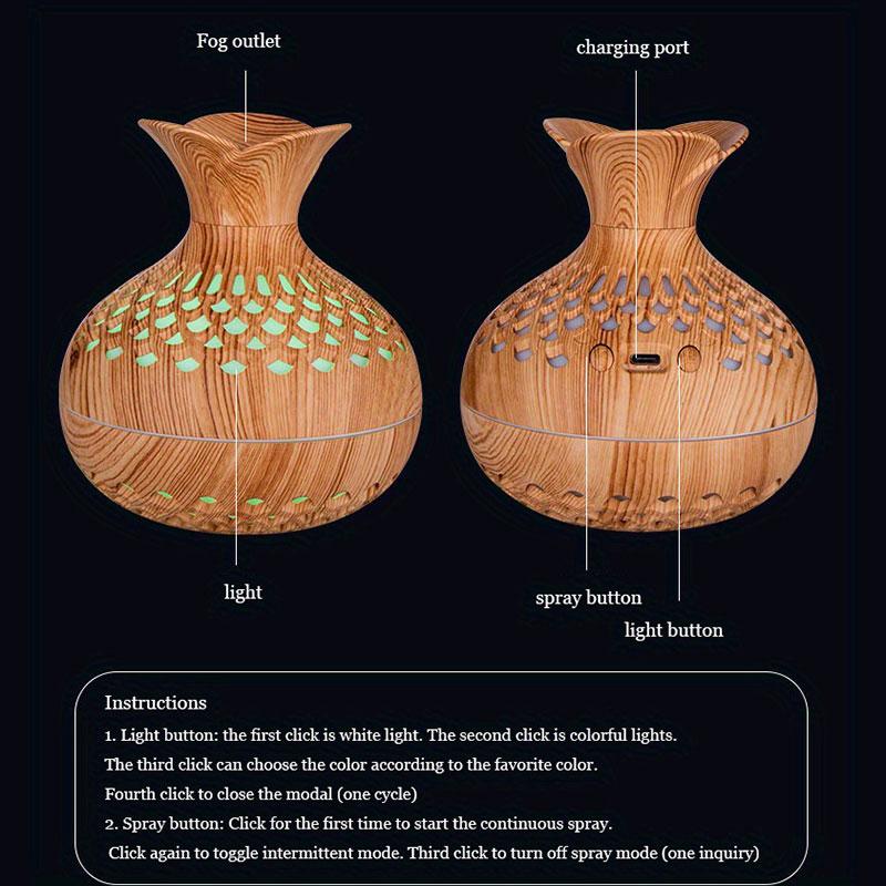 Wooden Vase Design Silent Colorful Light Air Humidifier, 1 Count Usb Powered Multipurpose Night Light Humidifier, Aromatherapy Machine for Home Office Bedroom, Aromatherapy Function Desktop Humidifier, Humidifier Atmosphere Light, Essential Diffuser Wooden Vase Design Silent Colorful Light Air Humidifier, 1 Count Usb Powered Multipurpose Night Light Humidifier, Aromatherapy Machine for Home Office Bedroom, Aromatherapy Function Desktop Humidifier, Humidifier Atmosphere Light, Essential Diffuser