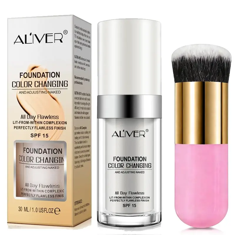 Aliver Liquid Foundation 30ML, Long-Lasting Makeup, Even Skin Tone, Natural Concealment, Includes Capsule Brush, Perfect Gift for Valentine's Day
