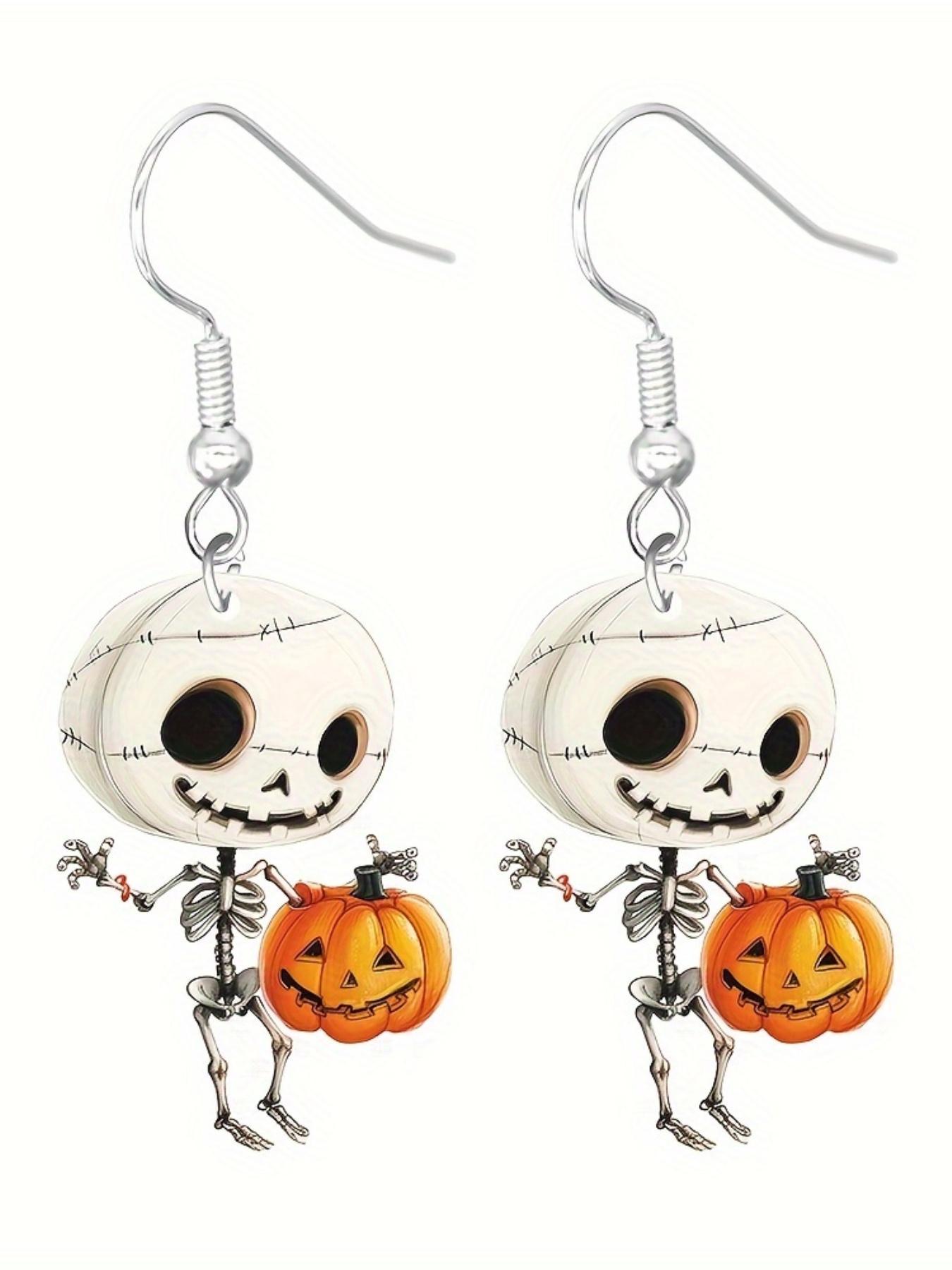 24 Pcs Halloween Earrings Set, Cute Ghost Mummy Pumpkin Cat Skull Death Cartoon Style, Party Favor Gift Sharing Pack, Witchy Jewelry