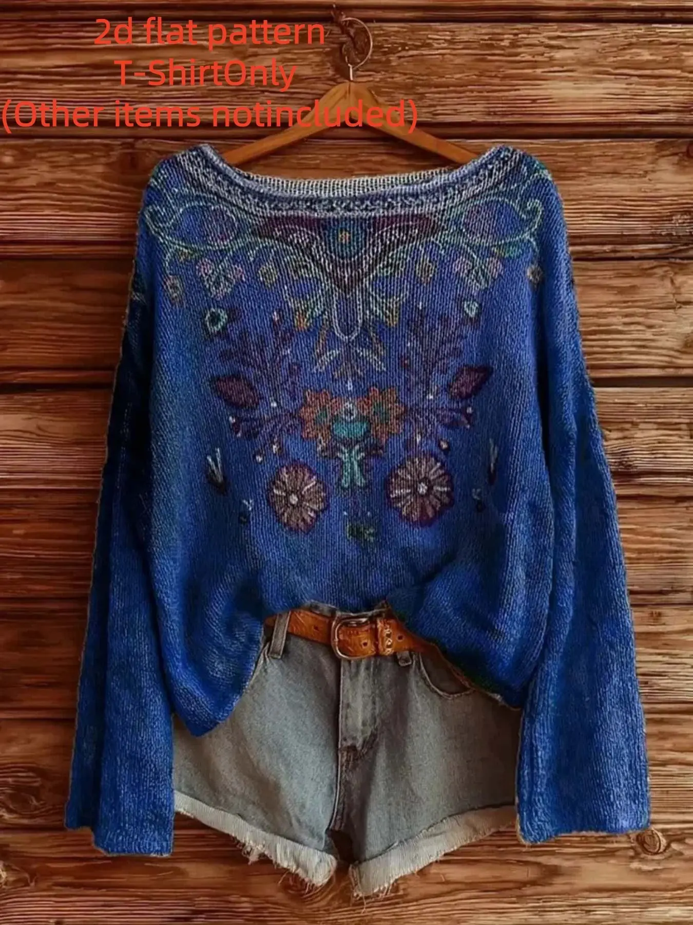 Women's Long Sleeve Top, Floral Pattern Digital Print, Fashionable Fall Winter Clothing, Trendy One-Shoulder Design, Casual Ladies' Shirt