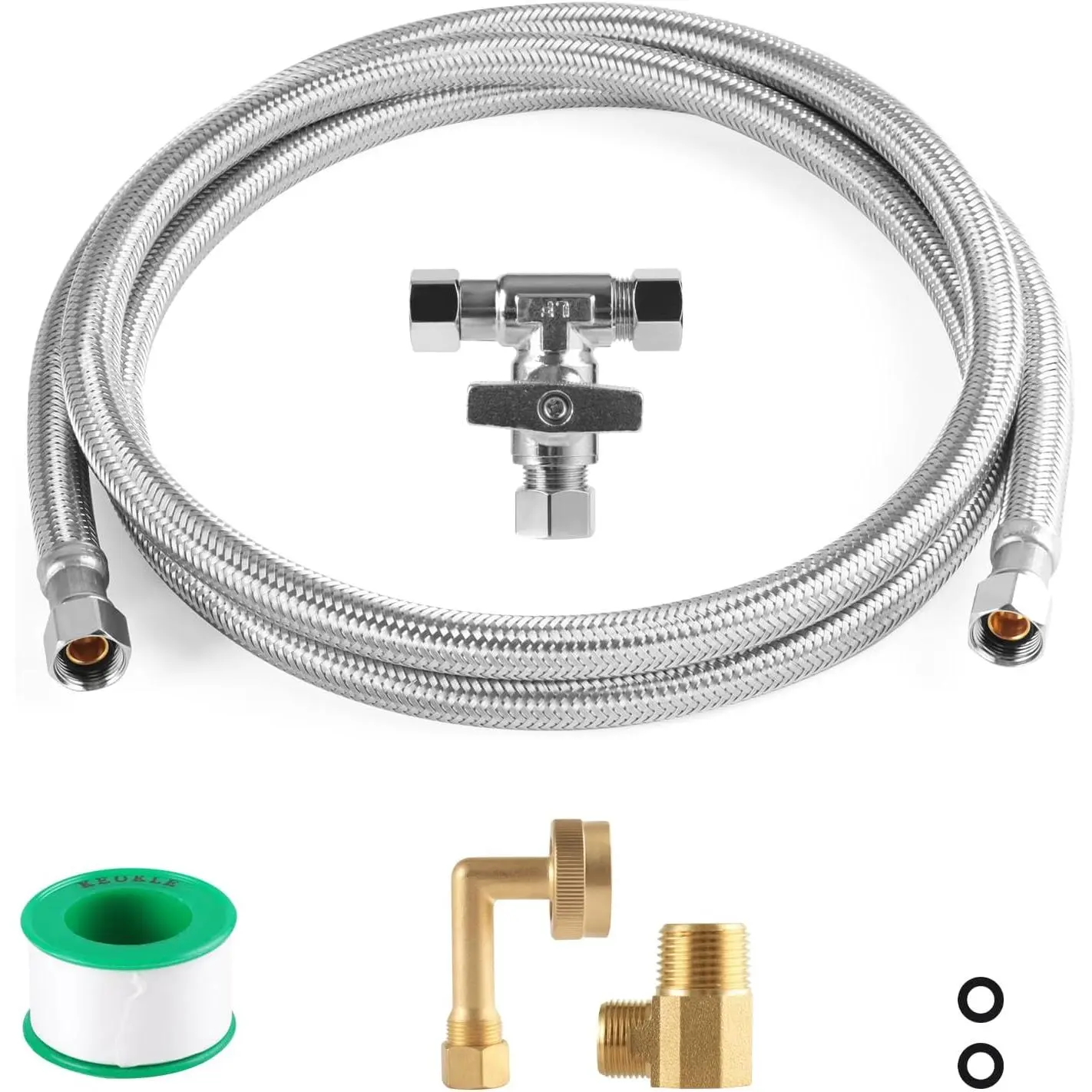 Dishwasher Installation Kit 8ft ⅜"by⅜"With Tee Stop Valve