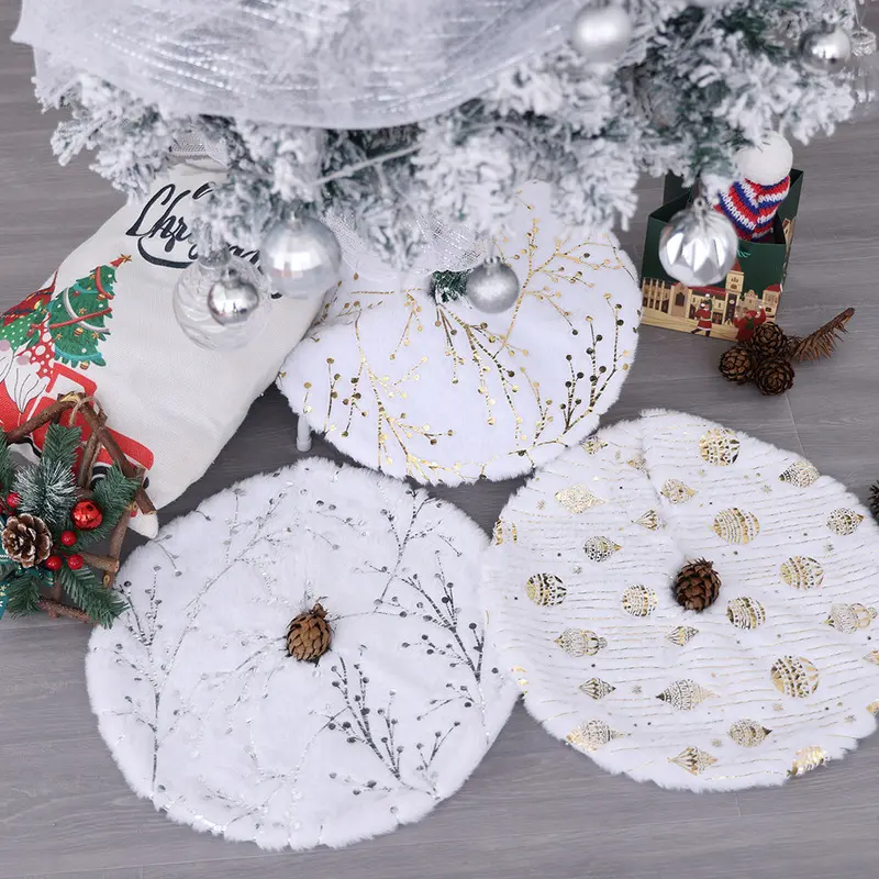 New Christmas Tree Skirt for Parties and Gatherings, Mini White Plush Tree Skirt, Christmas Decoration and Commemorative Gift
