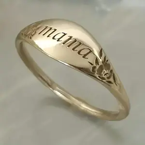 Easy Fashion Engraved Ring Women'S Mother'S Day Thanksgiving Birthday Gift Daily Casual Accessory Exquisite Present for Mom