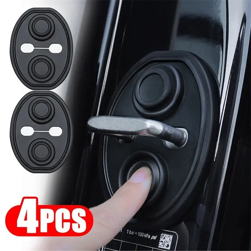 4-Piece Universal Car Door Lock Protector Set, Rust-Resistant Auto Accessories, Silent Shockproof Self-Adhesive No Tools Required, High-Quality Car Protection
