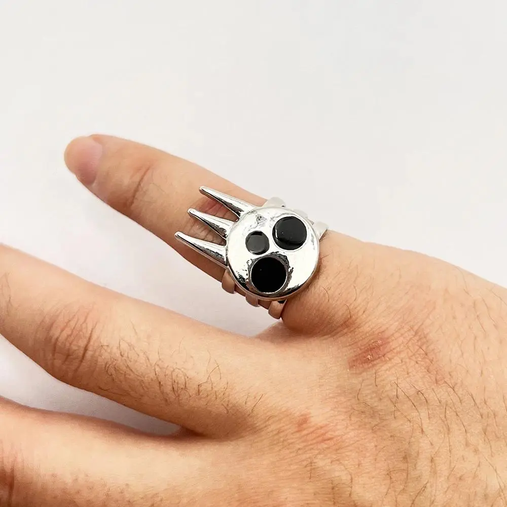 Anime Soul Eater Death the Kid Skull Ring Cosplay Alloy Adjustable Finger Rings Adult Hip Hop Fashion Party Prop