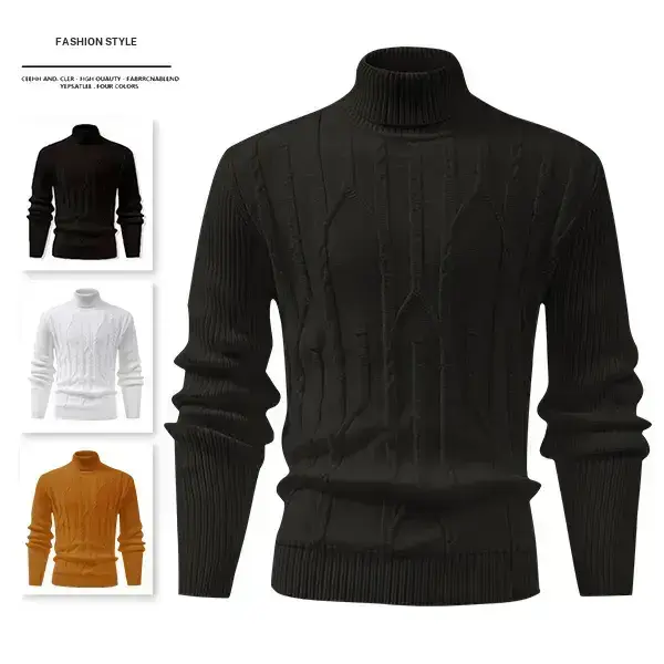 Men's Turtleneck Sweater Autumn Winter Multicolor Cable Knit Pullover Vintage Casual Warm Skin Friendly Top Couple Daily Commuter Date Innerwear Slim Fit Versatile Base Layer Knitwear