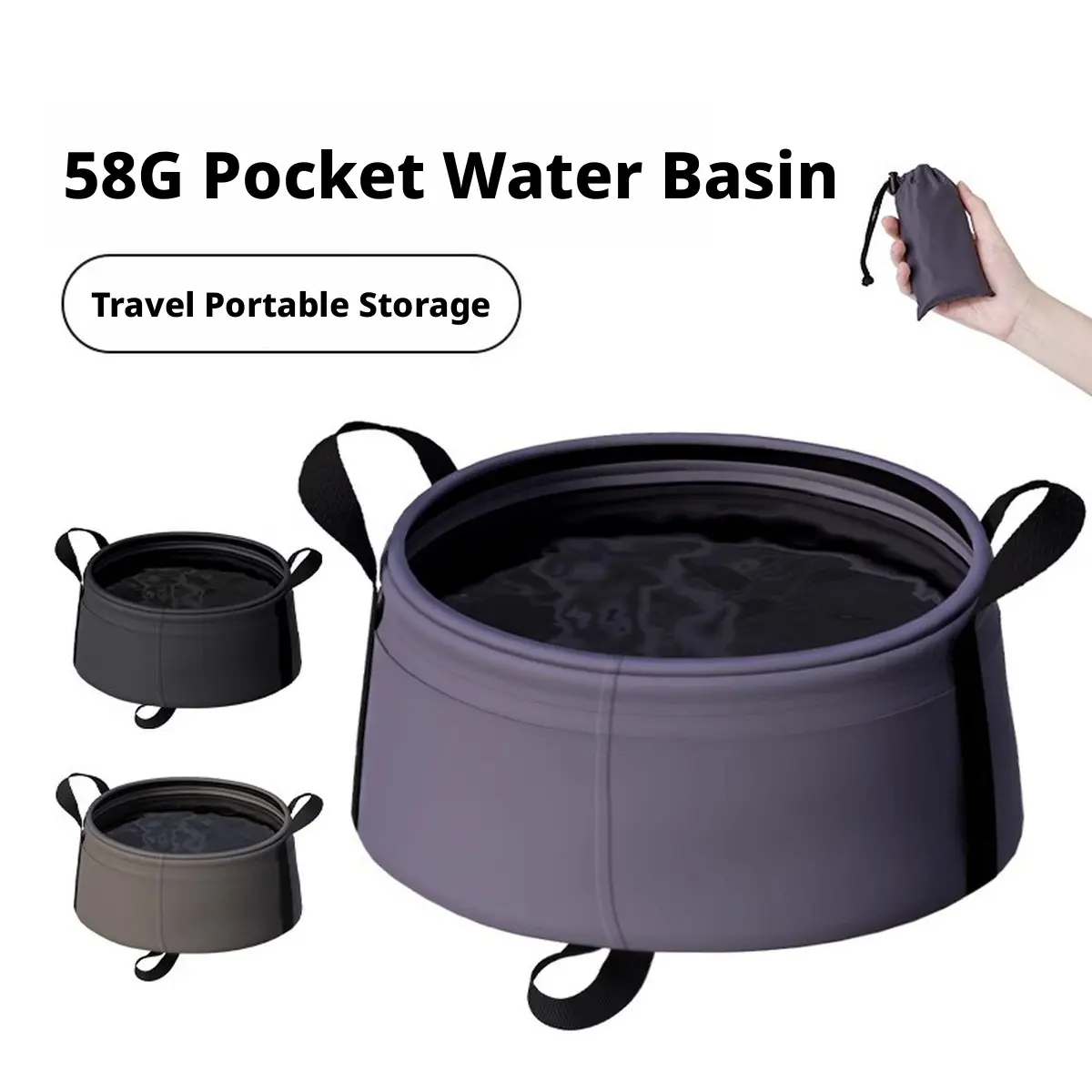 Collapsible Portable Wash Basin - Lightweight Space-Saving Camping Water Storage Tub, Ideal for Outdoor Cleaning, Dorm & RV Use