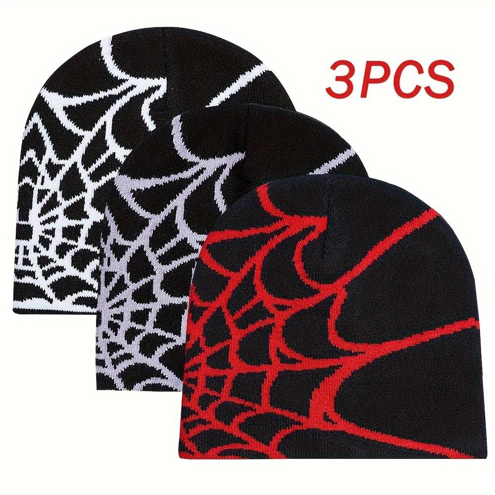 3pcs Winter Knitted Hats Hip Hop Warm Gothic Retro Streetwear Essentials Funky Beanie Handmade Feel Machine Washable