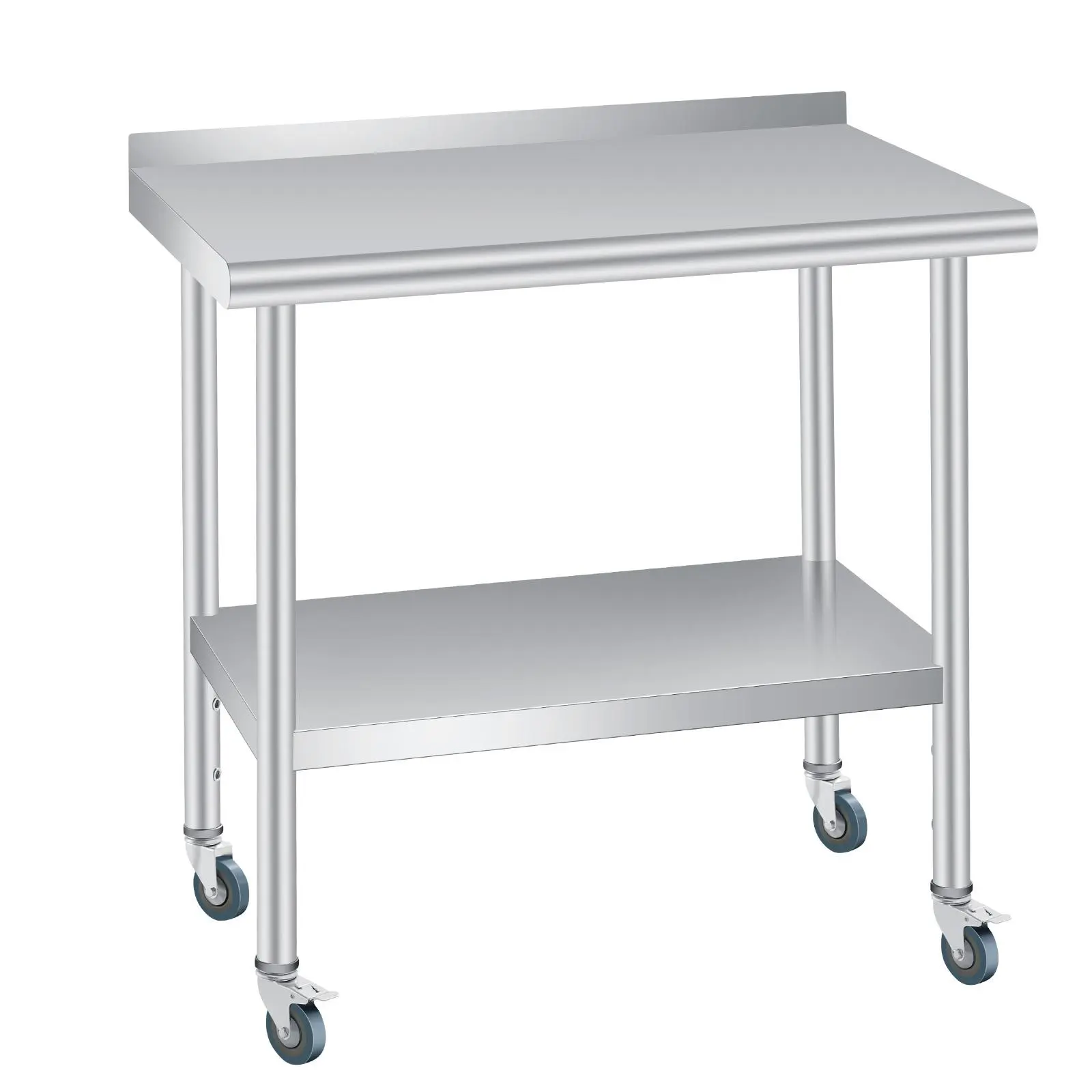 Gaomon Stainless Steel Work Table with Backsplash, Heavy Duty Kitchen Prep Table, Adjustable Shelf, 660lbs Capacity, Commercial Grade for Restaurant Home Garage, Multiple Sizes