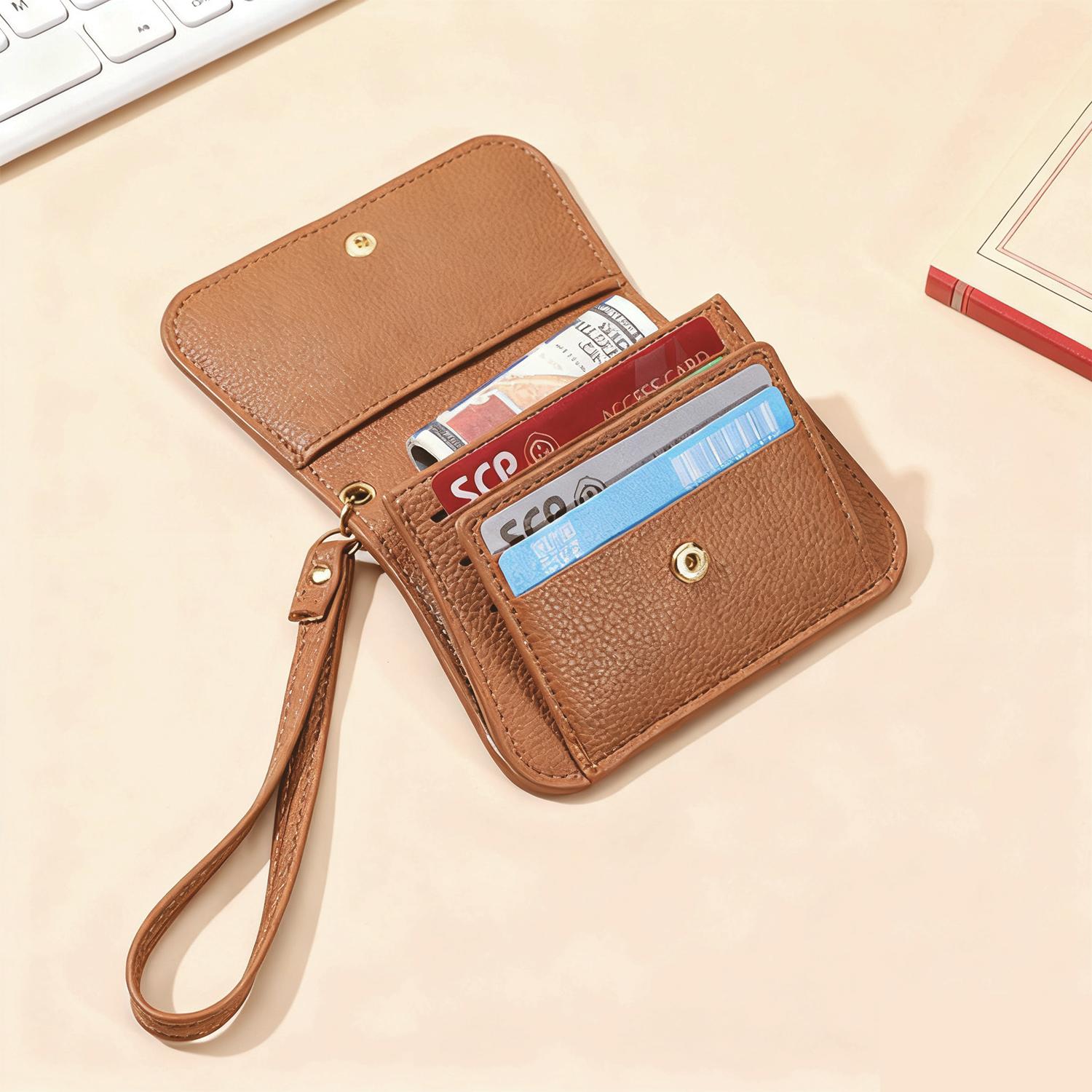 Womens Short Wallet RFID Blocking Small  Wrist Strap Wallets Woman Credit Card Holder Trifold Ladies Wallets with Coins Zipper Pocket,Christmas Gifts