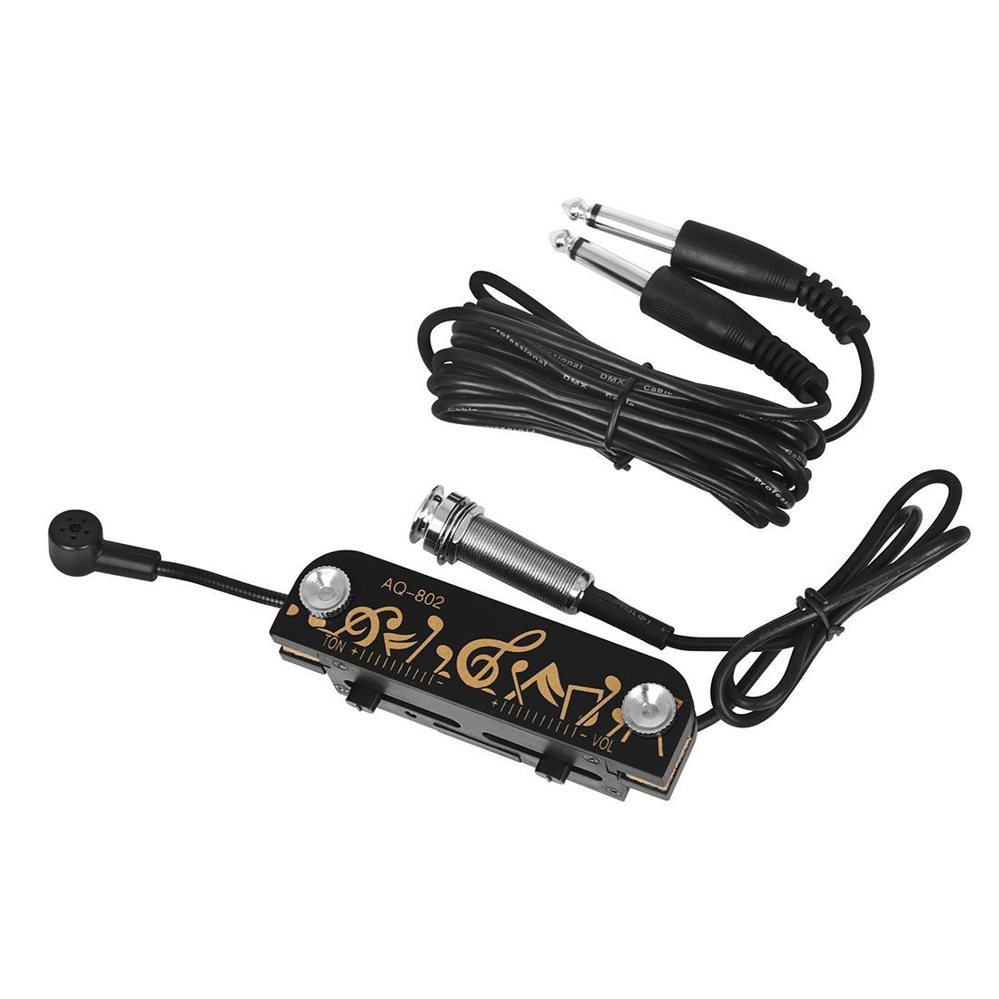Portable Acoustic Guitar Pickup Magnetic Transducer with Connection Cable Guitar Parts & Accessories